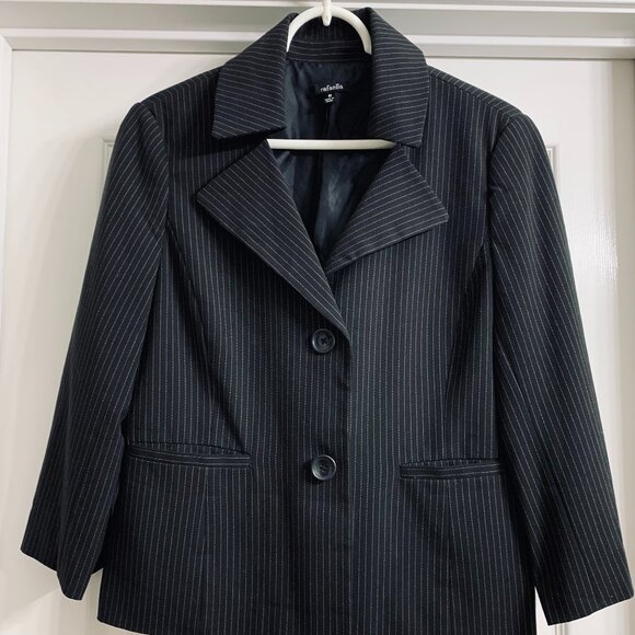 Rafaella Brand Women's Black Pinstripe Suit Jacket, Size 10 - Picture 1 of 6